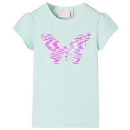 Kindershirt met kapmouwen 116 lichtmintkleur