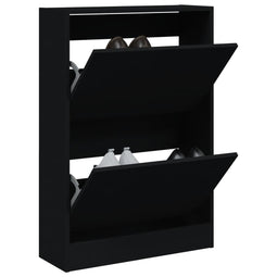 Schoenenkast 60x21x87,5 cm bewerkt hout zwart
