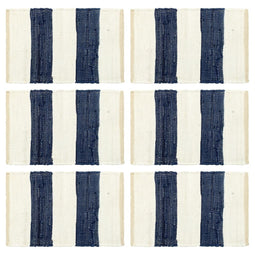 Placemats 6 st chindi gestreept 30x45 cm blauw en wit