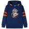 Kindertrui met capuchon beer en snowboardprint 128 marineblauw