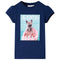 Kindershirt hond in bootprint 92 marineblauw