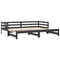 Slaapbank uitschuifbaar massief grenenhout zwart 2x(90x200) cm