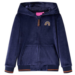 Kinderjas met capuchon regenboogontwerp 104 marineblauw