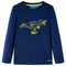 Kindershirt met lange mouwen dinosaurusontwerp 128 marineblauw