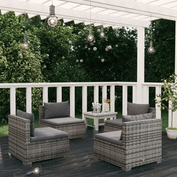 4-delige Loungeset met kussens poly rattan grijs