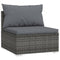 4-delige Loungeset met kussens poly rattan grijs
