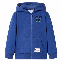 Kindervest met capuchon en rits 92 gemleerd donkerblauw