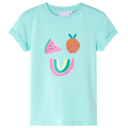 Kindershirt met kleurrijke fruitprint 140 lichtmintkleurig
