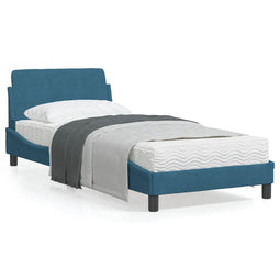 Bedframe met hoofdeinde fluweel blauw 90x190 cm