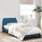 Bedframe met hoofdeinde fluweel blauw 90x190 cm