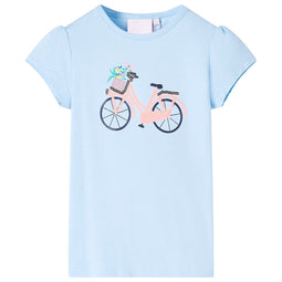 Kindershirt fiets 116 lichtblauw