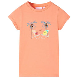 Kindershirt 128 perzikkleurig