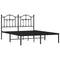Bedframe met hoofdbord metaal zwart 150x200 cm