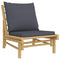 Tuinstoelen 2 st met donkergrijze kussens bamboe