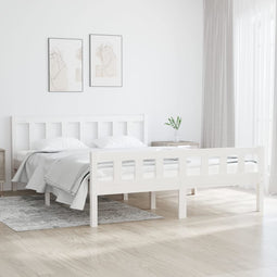 Bedframe massief hout wit 140x190 cm