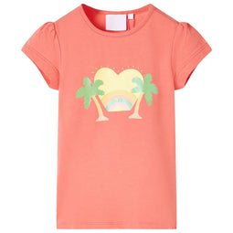 Kindershirt 140 koraalkleurig