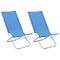 Strandstoelen 2 st inklapbaar stof blauw