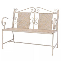 Tuinbank staal 115x58,5x93 cm wit