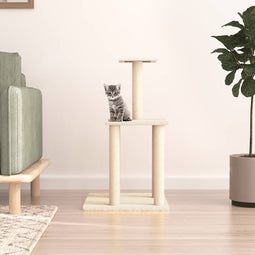 Kattenmeubel met sisal krabpalen 85,5 cm crmekleurig