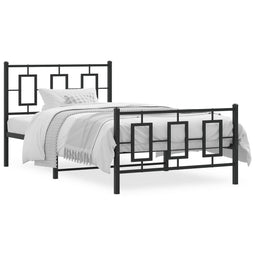 Bedframe met hoofd- en voeteneinde metaal zwart 100x200 cm