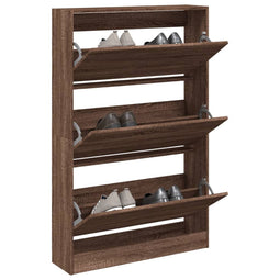 Schoenenkast 80x21x125,5 cm bewerkt hout bruineikenkleurig
