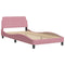 Bedframe met hoofdeinde fluweel roze 100x200 cm