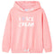 Kindertrui met capuchon 104 felroze