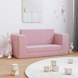 Kinderslaapbank 2-zits zacht pluche roze