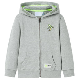 Kindervest met capuchon en rits 92 gemleerd lichtkaki