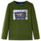 Kindershirt met lange mouwen helmprint 140 donkerkakikleurig
