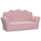 Kinderbank 2-zits zacht pluche roze