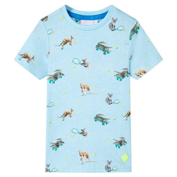 Kindershirt 92 gemleerd lichtblauw