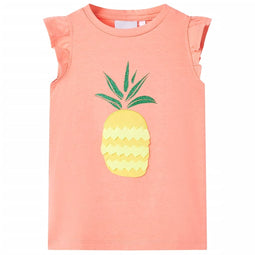 Kindershirt 128 neonkoraal