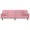 Slaapbank met armleuningen fluweel roze