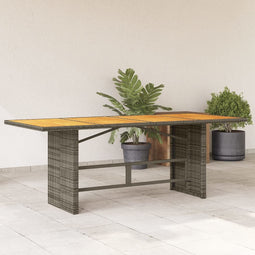 Tuintafel met acaciahouten blad 190x80x74 cm poly rattan grijs