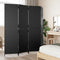 Kamerscherm 4 panelen poly rattan zwart