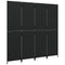Kamerscherm 4 panelen poly rattan zwart