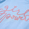 Kindershirt met ruches aan de mouwen glitterprint 104 lichtblauw