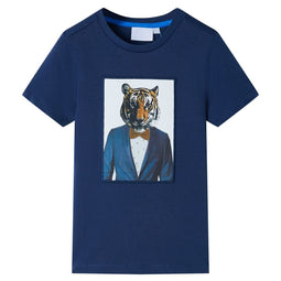 Kindershirt met korte mouwen 128 donkerblauw