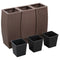 Plantenbakken verhoogd 3 st poly rattan bruin