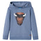 Kindertrui met capuchon 128 gemleerd blauw
