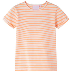 Kindershirt gestreept 116 neonoranje
