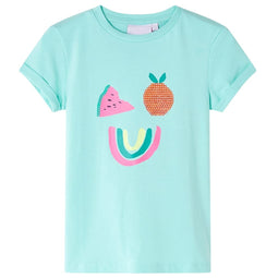 Kindershirt met kleurrijke fruitprint 116 lichtmintkleurig