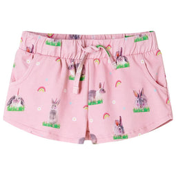 Kindershorts met trekkoord konijnenprint 140 lichtroze