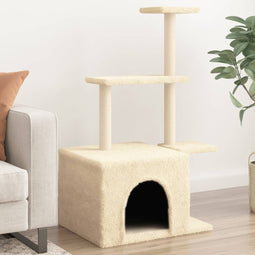 Kattenmeubel met sisal krabpalen 110 cm crmekleurig