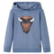 Kindertrui met capuchon 140 gemleerd blauw