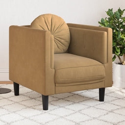 Fauteuil met kussen fluweel bruin
