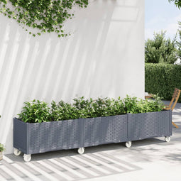 Plantenbak met wielen 240x50x54 cm polypropeen grijs