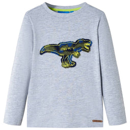 Kindershirt met lange mouwen dinosaurusontwerp 116 gemleerd grijs
