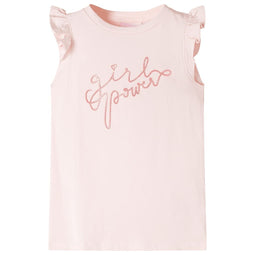 Kindershirt met ruches aan de mouwen glitterprint 92 zachtroze